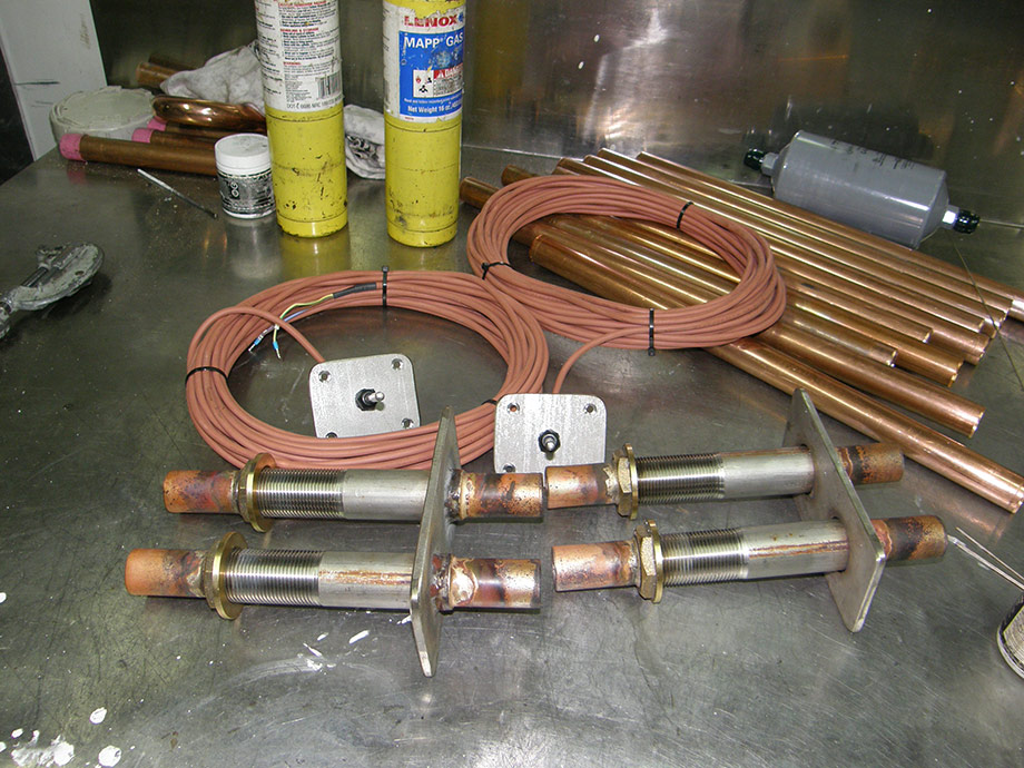 Refrigeration components constructed on site, prior to fitting to vessel.