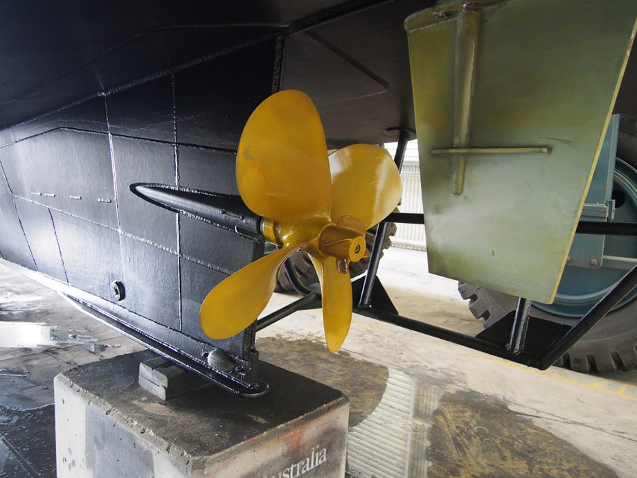 Commercial fishing vessel, prop blasted and painted with Propspeed.