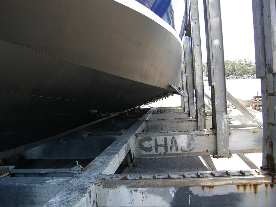 Commercial fishing vessel, note the quality of the finish with airless spray. 