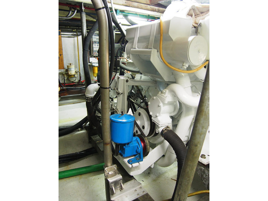 New main egine install, brackets and mount made to fit additional pumps and hydraulic drive for steering.